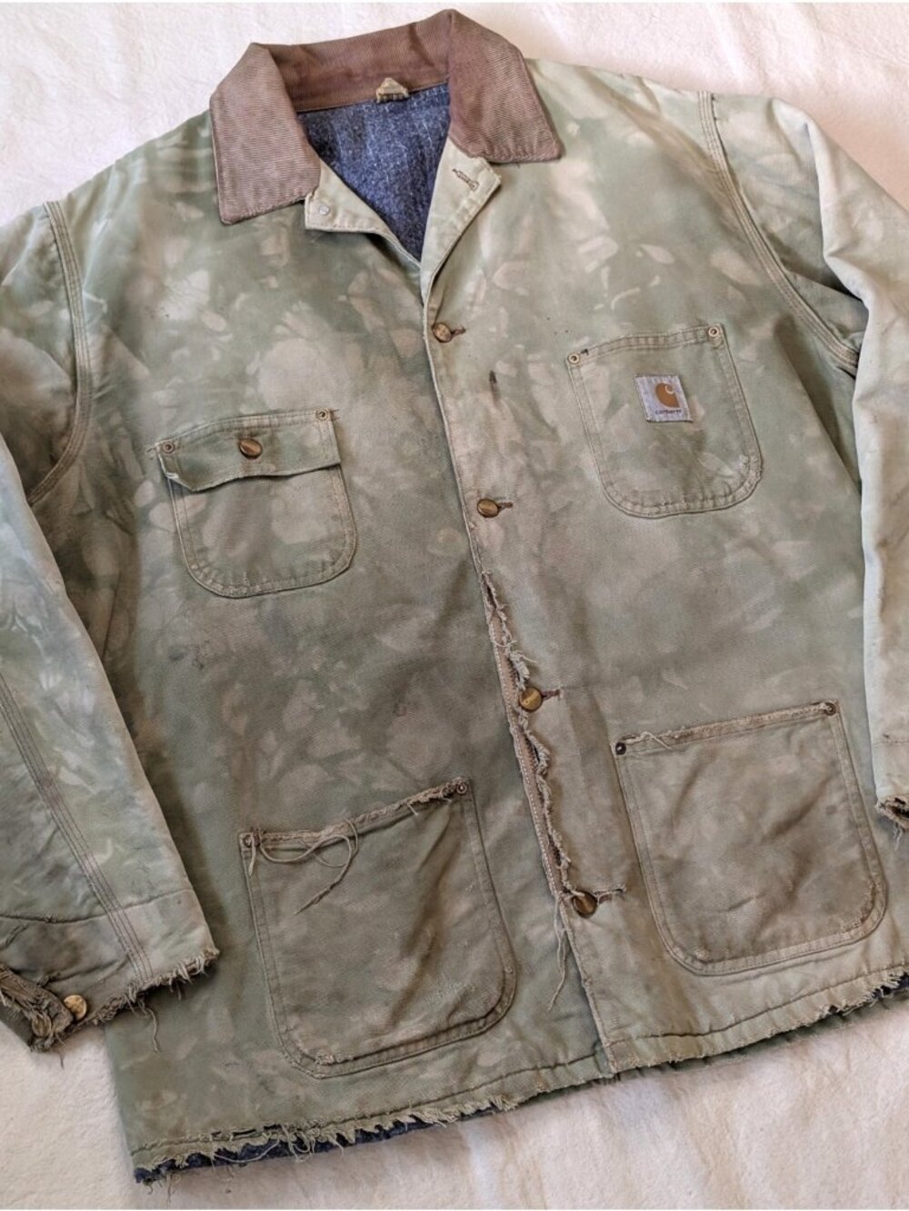 Carhartt Vintage 80s 90s Super Faded Thrased Zombie Blanket Lined Chore Size XL